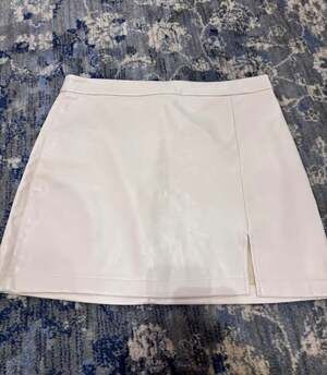 Shinestar Faux Leather Mini Skirt Size XL White